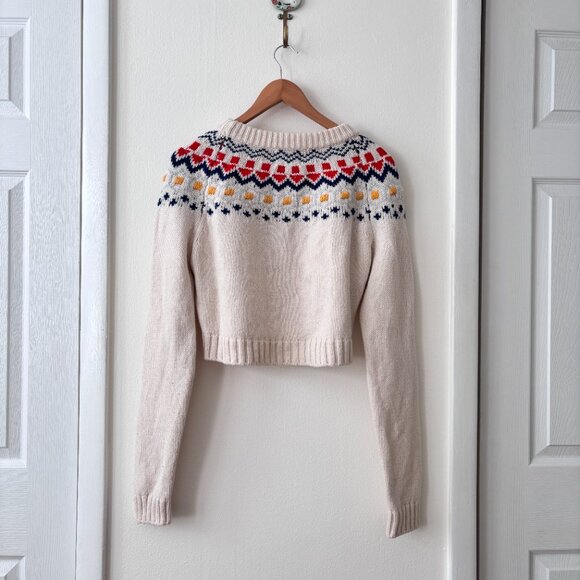 Solid & Striped Carley Fair Isle Cropped Wool Sweater in Ivory Multi - Picture 10 of 11